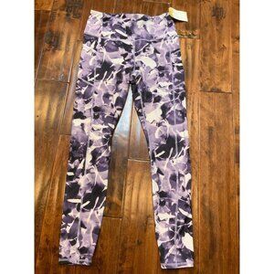 Gaiam Purple White Shattered Athletic Yoga Leggings,  Size M